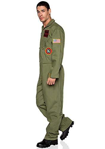 Leg Avenue mens - Official Top Gun Flight Suit 8s Movie Jumpsuit Halloween for Men Adult Sized Costumes, Khaki/Green, X-Large US
