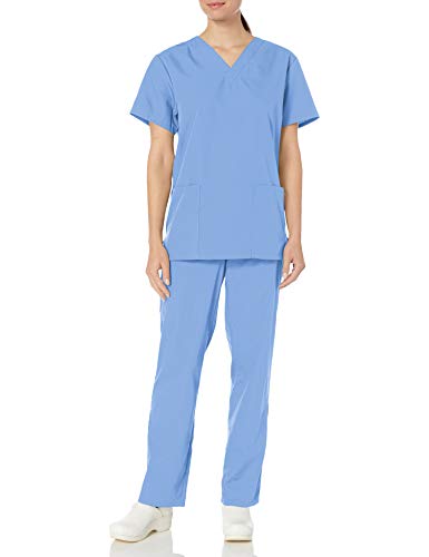 Cherokee Men and Women S Scrubs Set Workwear Originals Top and Pant WW530C, Ciel