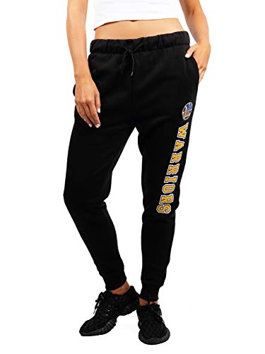 Ultra Game NBA Golden State Warriors Womens Jogger Pants Active Basic Fleece Sweatpants , Black, Medium