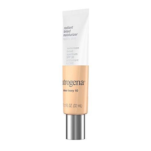 Neutrogena Healthy Skin Radiant Tinted Facial Moisturizer with Broad Spectrum SPF 30 Sunscreen Vitamins A, C, and E, Lightweight, Sheer, and Oil-Free Coverage, Sheer Ivory 10, 1.1 fl. oz