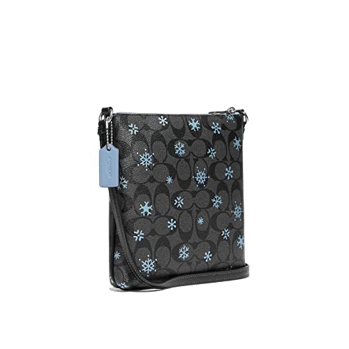 COACH Womens Mini Rowan File Bag In Signature Canvas With Snowflake Print Graphie/Black/Cornflower Multi In Leather