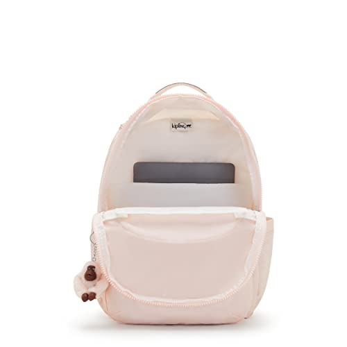 Kipling Women's Seoul 15' Device Backpack, Durable, Roomy with Padded Shoulder Straps, School Bag, Primrose Pink, 13.75''L x 17.25''H x 8''D
