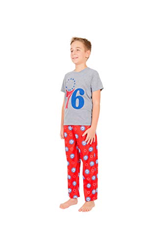 Ultra Game NBA Philadelphia 76ers Youth 2 Piece Pjs Lounge Pants and Tee Set, Team Color, 10/12