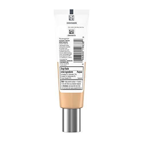 Neutrogena Healthy Skin Radiant Tinted Facial Moisturizer with Broad Spectrum SPF 30 Sunscreen Vitamins A, C, and E, Lightweight, Sheer, and Oil-Free Coverage, Sheer Fair 20, 1.1 fl. oz