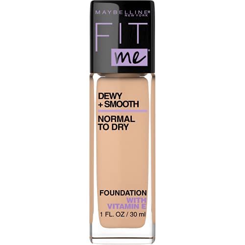 Maybelline Fit Me Dewy + Smooth SPF 18 Liquid Foundation Makeup, Nude Beige, 1 Count