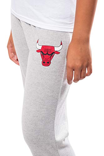 Ultra Game Women's NBA Sleepwear Super Soft Hacci Pajama Loungewear Pants, Chicago Bulls, Heather Gray, Large