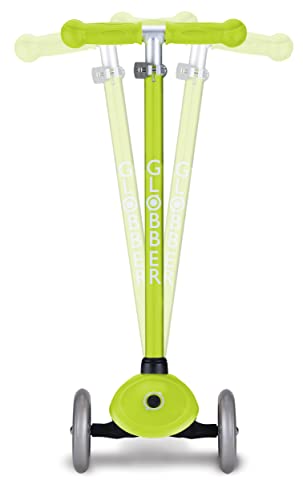 Globber Primo Scooter - Kids Scooters for Ages 3+, Three Wheel Scooter, Adjustable Height, Anti Slip Scooter, Push Scooter, Easy to Assemble, Holds up to 50kg - Childrens Scooter, Green