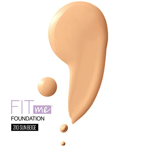 Maybelline Fit Me Dewy + Smooth SPF 18 Liquid Foundation Makeup, Sun Beige, 1 Count