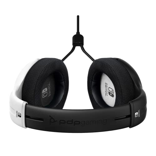 PDP Gaming LVL40 Stereo Headset with Mic for Switch OLED - Noise Cancelling Microphone - Black and White - Nintendo Switch