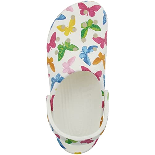 Crocs Unisex- Adult Classic Printed Floral Clogs, Butterfly/White, 14 Women/12 Men