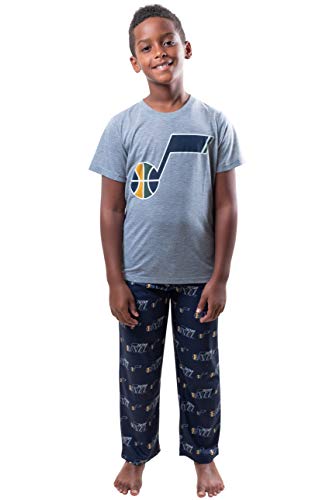 Ultra Game NBA Utah Jazz Youth 2 Piece Pjs Lounge Pants and Tee Set, Team Color, 10/12