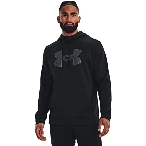 Under Armour Mens Big Logo ArmourFleece Hoodie , (001) Black / Black / Pitch Gray , Large