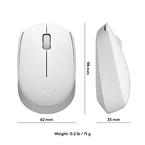 Logitech M170 Wireless Mouse for PC, Mac, Laptop, 2.4 GHz with USB Mini Receiver, Optical Tracking, 12-Months Battery Life, Ambidextrous - Off White