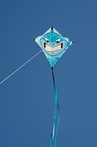 In the Breeze Shark 30 Inch Diamond Kite - Single Line - Includes Kite Line and Bag - Fun Printed Design