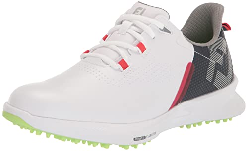 FootJoy Men's FJ Fuel Golf Shoe, White/Navy/Red, 10.5