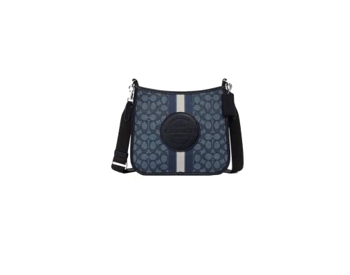 COACH Dempsey File Bag In Signature Jacquard With Stripe Patch (SV/Denim/Midnight Navy Multi)