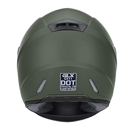 GLX GX11 Compact Lightweight Full Face Motorcycle Street Bike Helmet with Extra Tinted Visor DOT Approved (Camo, X-Large)