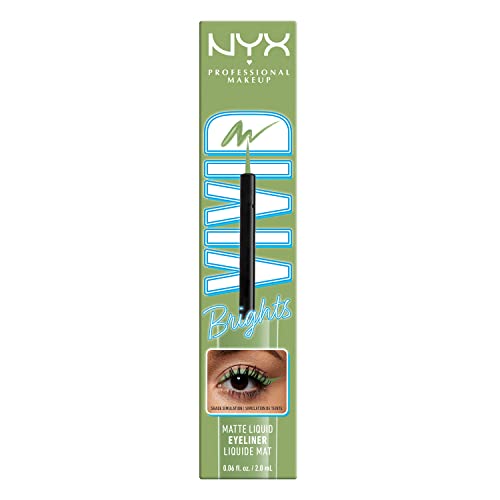 NYX PROFESSIONAL MAKEUP Vivid Brights Liquid Liner, Smear-Resistant Eyeliner with Precise Tip - Ghosted Green