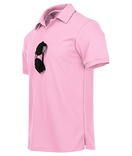 ZITY Mens Polo Shirt Short Sleeve Sports Golf Tennis T-Shirt 012-Pin L Pink