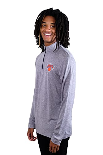 Ultra Game NBA Men's Quarter Zip Long Sleeve Pullover T-Shirt , Heather Gray, Medium