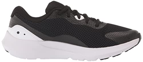 Under Armour Boy's Surge 3 Running Shoe, Black (001)/White, 4.5 Big Kid