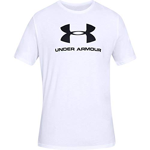 Under Armour mens Sportstyle Logo Short-sleeve T-shirt , White (100)/Black , Small