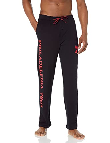 Ultra Game NBA Philadelphia 76ers Mens 2 Piece Super Soft Tee Shirt and Lounge Pants Set, Black, Medium