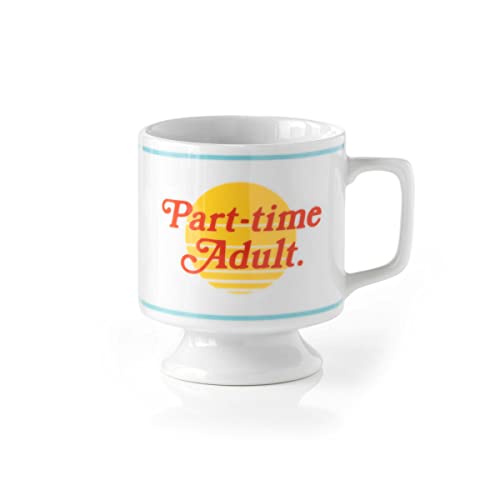 Brass Monkey Part-time Adult Ceramic Mug from Stackable Ceramic Coffee Mug with Plenty of Vintage Charm, Holds 10 oz, Dishwasher Safe, Coffee Cup with Double-Sided Artwork, Makes a Great Gift!