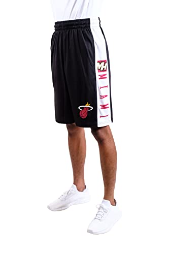 Ultra Game NBA Miami Heat Mens Mesh Basketball Shorts, Black, Large