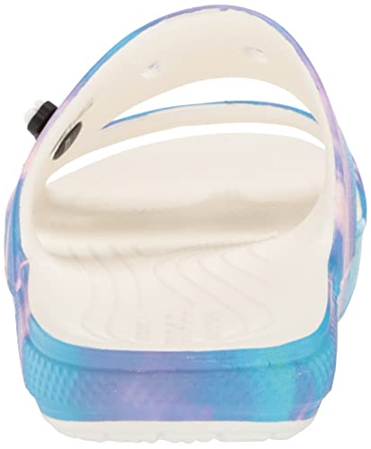 Crocs Unisex-Adult Classic Tie Dye Two-Strap Sandals, Rainbow Galaxy, 13 Men/15 Women