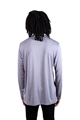 Ultra Game NBA Men's Quarter Zip Long Sleeve Pullover T-Shirt , Heather Gray, Medium