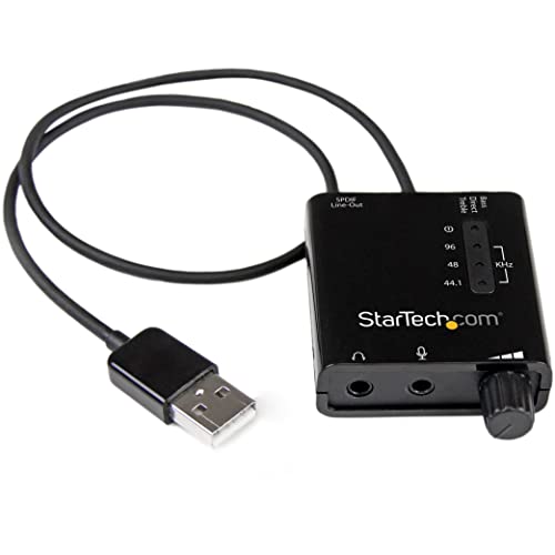 StarTech.com USB Sound Card w/ SPDIF Digital Audio and Stereo Mic – External Sound Card for Laptop or PC – SPDIF Output (ICUSBAUDIO2D),Black 0.6' x 1.8'