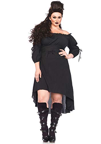 Leg Avenue Women's Plus High Low Peasant Dress costume accessories, Black, 1X 2X US