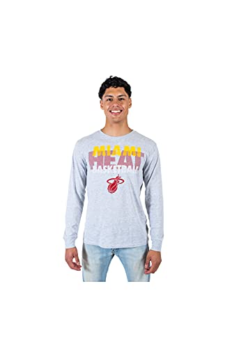 Ultra Game NBA Miami Heat Mens Supreme Long Sleeve Pullover Tee Shirt, Heather Gray, Medium
