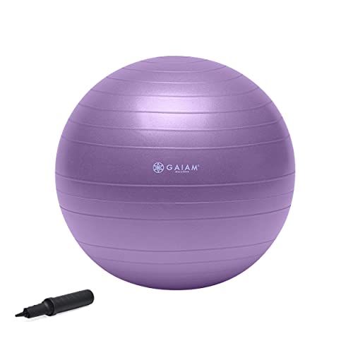 Gaiam 05-51980 Total Body Balance Ball Kit - Includes 55cm Anti-Burst Stability Exercise Yoga Ball, Air Pump and Workout Video - Purple