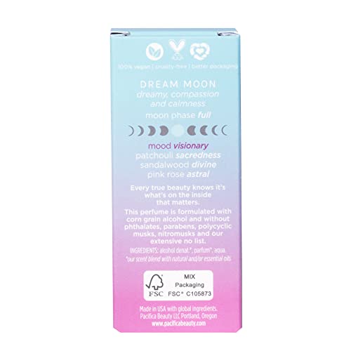 Pacifica Beauty Dream Moon Spray Perfume Pink Rose, Sandalwood, Patchouli Notes Natural + Essential Oils Clean Fragrance Vegan + Cruelty Free