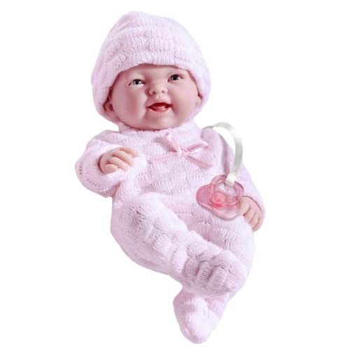 JC Toys - Mini La Newborn First Day | Anatomically Correct Real Girl Baby Doll | 9.5' All-Vinyl | Includes Knit Outfit, Hat and Pacifier | Designed by Berenguer | Ages 2+ , Pink