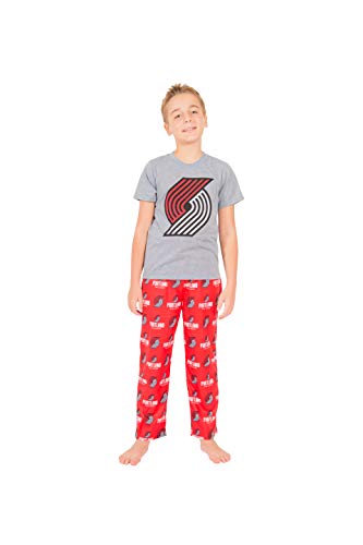 Ultra Game NBA Portland Trail Blazers Youth 2 Piece Pjs Lounge Pants and Tee Set, Team Color, 10/12