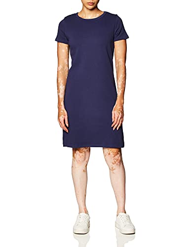 Touched by Nature Girls, Toddler, Baby and Womens Organic Cotton Short-Sleeve and Long-Sleeve Dresses, Navy Short Sleeve, Large