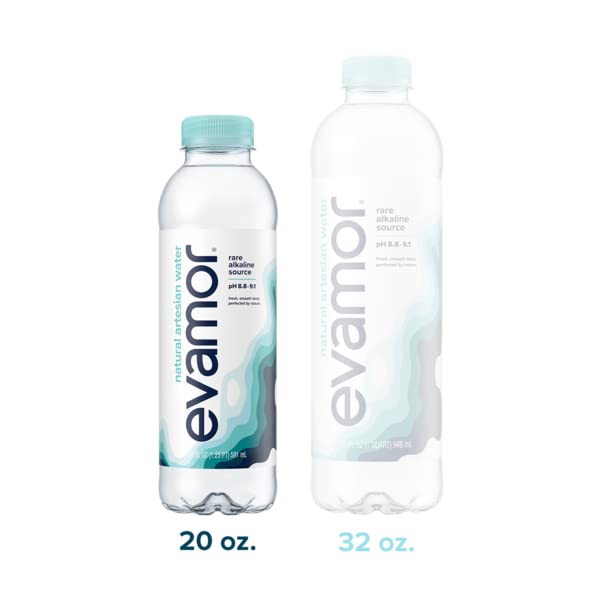 Evamor Natural Alkaline Artesian Water, 20-oz Bottles (Pack of 12)