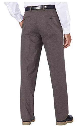 Kirkland Signature Men’s Non-Iron Comfort Pant with Expander Waist (Brown Fancy, 36x30)