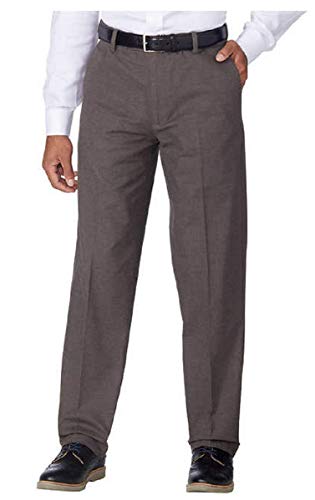 Kirkland Signature Men’s Non-Iron Comfort Pant with Expander Waist (Brown Fancy, 36x30)