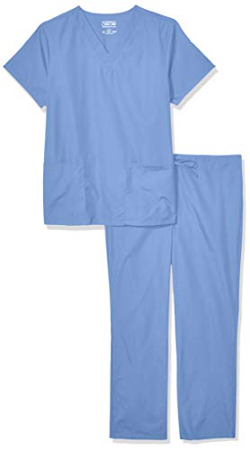 Cherokee Men and Women S Scrubs Set Workwear Originals Top and Pant WW530C, Ciel