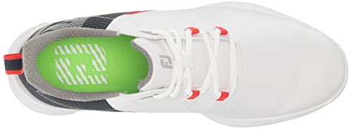 FootJoy Men's FJ Fuel Golf Shoe, White/Navy/Red, 10.5