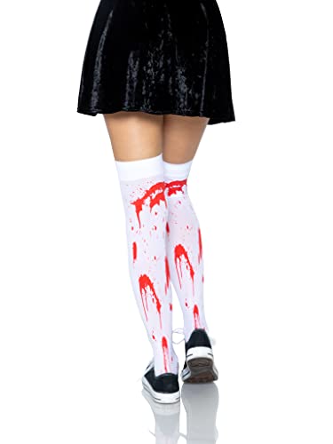 Leg Avenue Women's Over The Knee Halloween Socks, White/Red, One Size