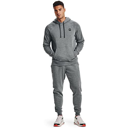Under Armour Mens Rival Fleece Joggers , Pitch Gray Light Heather (012)/Onyx White , Small