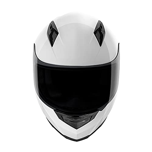 VCAN VX Lightweight Full Face Motorcycle Street Bike Helmet with Extra Tinted Visor DOT and ECE 22.05 Approved (White, Medium)
