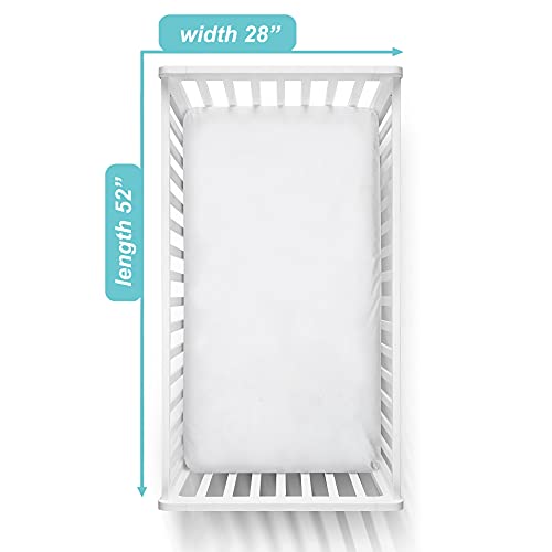 American Baby Company 100% Cotton Jersey Knit Fitted Crib Sheet for Standard Crib and Toddler Mattresses, White, for Boys and Girls, 52x28x9 Inch (Pack of 1)