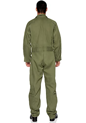 Leg Avenue mens - Official Top Gun Flight Suit 8s Movie Jumpsuit Halloween for Men Adult Sized Costumes, Khaki/Green, X-Large US