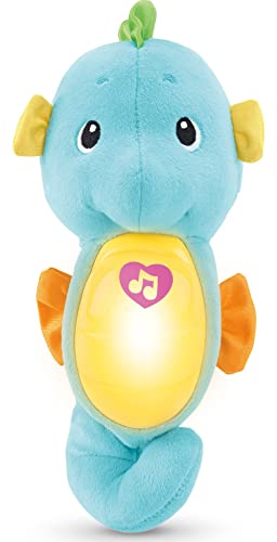 Fisher-Price Musical Baby Toy, Soothe and Glow Seahorse, Plush Sound Machine With Lights and Volume Control For Newborns, Blue
